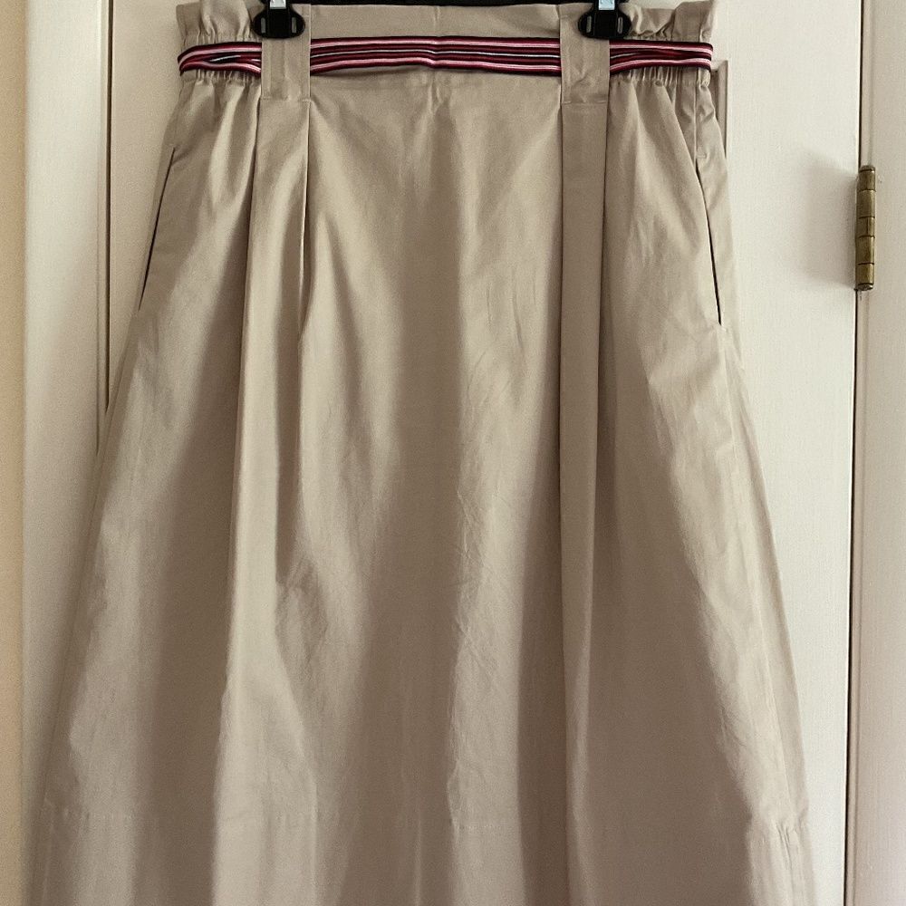 Tommy HILFIGER BEIGE COTTON FRONT BUTTONS BELTED COTTON SKIRT SIZE US 14 - Picture 7 of 15
